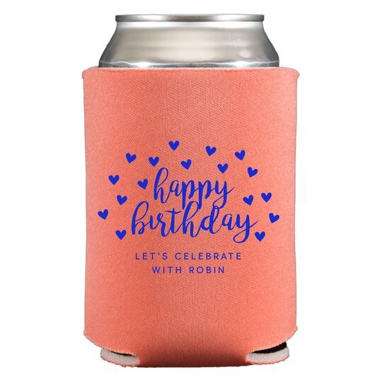 Confetti Hearts Happy Birthday Collapsible Koozies